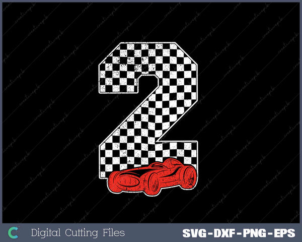 Birthday Boy 2 Two Race Car 2nd Birthday Racing Car Flag SVG PNG Files