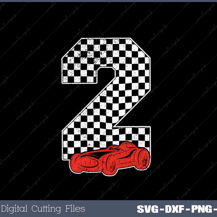 Birthday Boy 2 Two Race Car 2nd Birthday Racing Car Flag SVG PNG Files