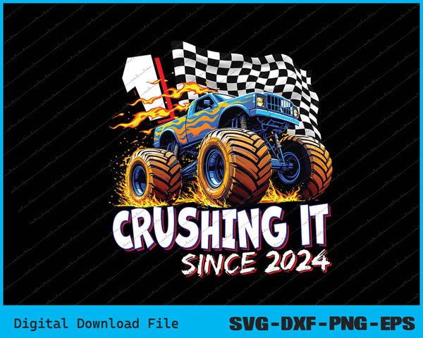 Birthday Monster Truck 1 year Old Boys 1st Party Born 2024 SVG PNG Printable Files