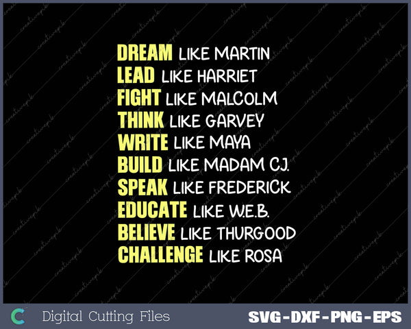 Black History- Dream Like Martin SVG PNG Printable Files