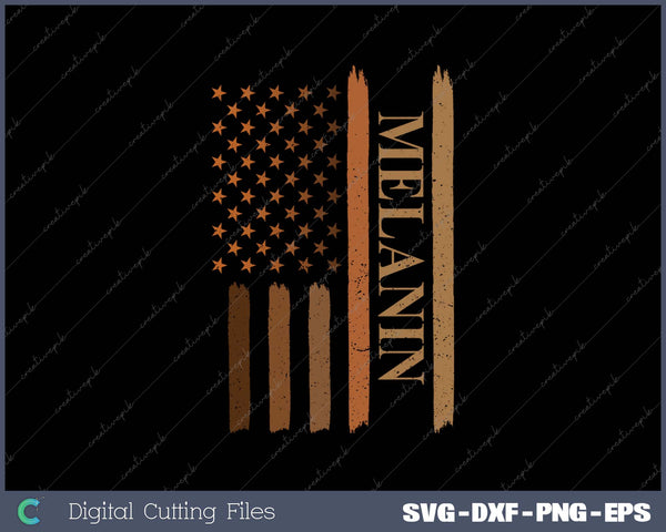 Black History Melanin US Flag African Pride SVG PNG Cutting Printable Files