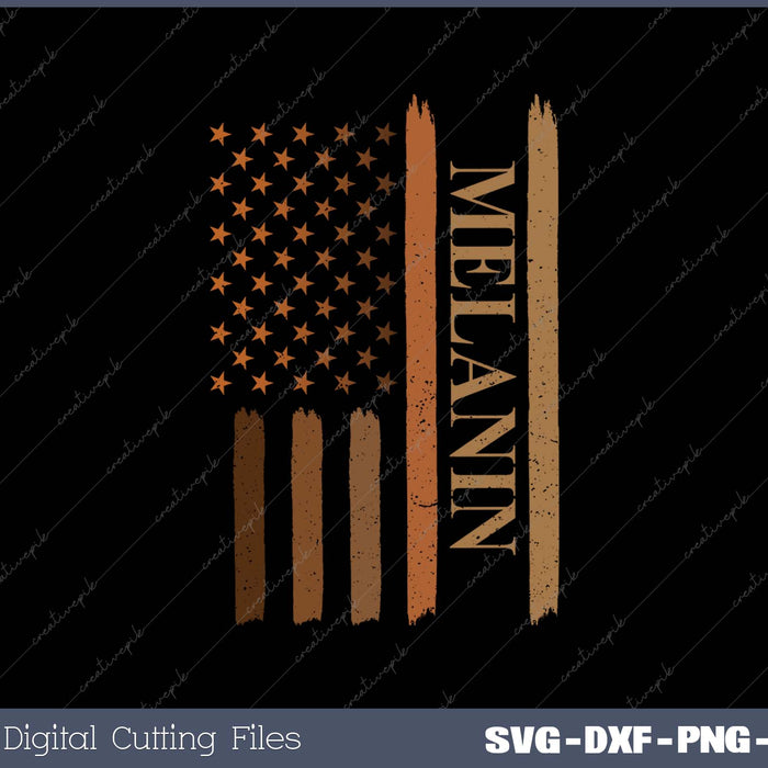 Black History Melanin US Flag African Pride SVG PNG Cutting Printable Files