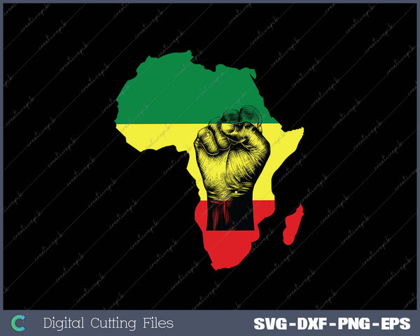 Black History Month Celebration  African Map Fist SVG PNG Cutting Printable Files