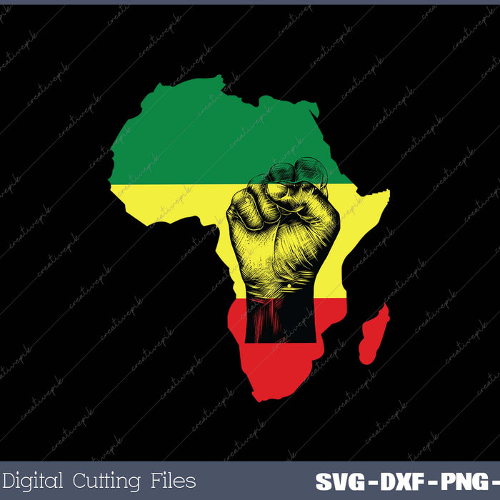 Black History Month Celebration  African Map Fist SVG PNG Cutting Printable Files