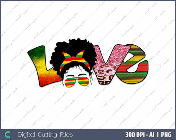 Black History Month Love AI PNG Sublimation Files