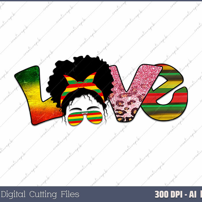 Black History Month Love AI PNG Sublimation Files