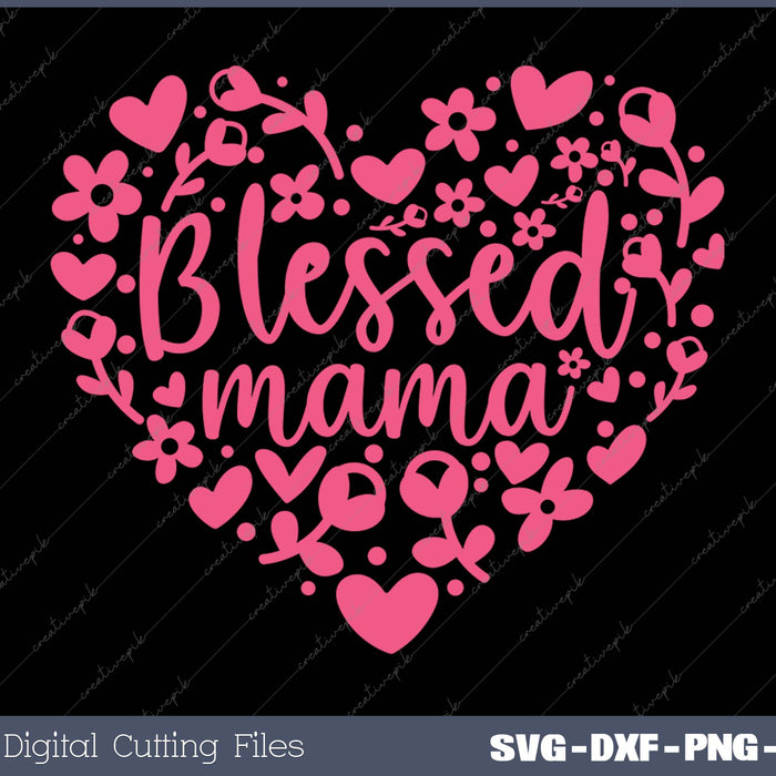 Blessed Mama Floral Heart Mom