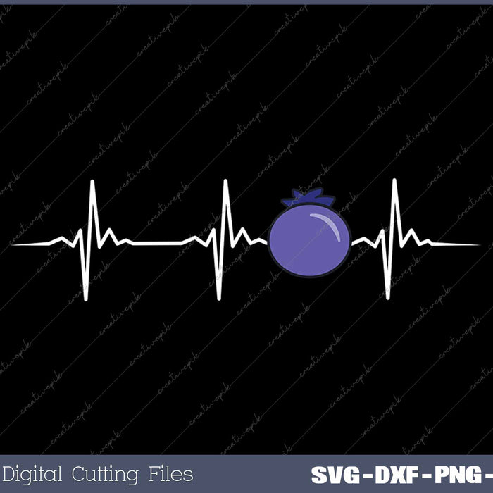 Blueberry Fruit Heartbeat SVG PNG Cutting Printable Files