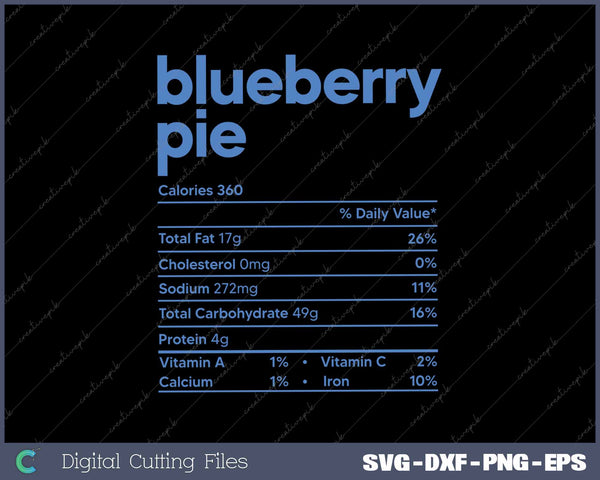 Blueberry Pie Nutrition Facts Funny Thanksgiving Christmas