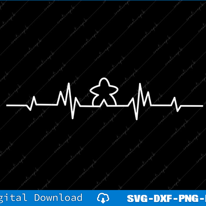 Heartbeat line with a starfish on a black background, suitable for digital download.