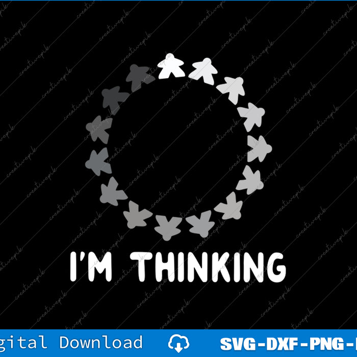 Circular design with 'I'm Thinking' text on a black background