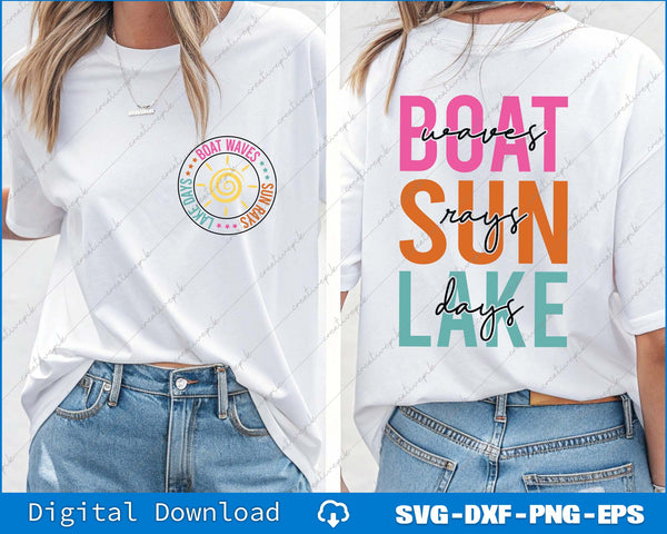 Boat Waves Sun Rays Lake Day SVG PNG Back And Frond File