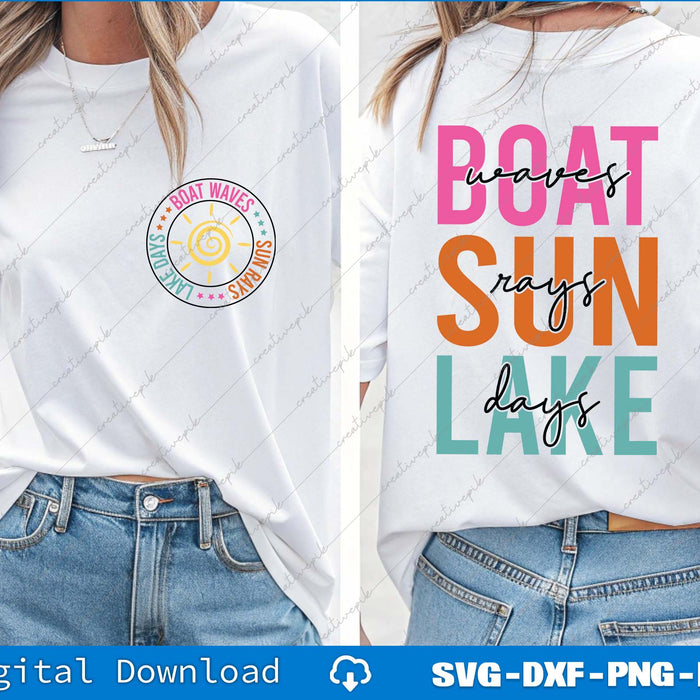 Boat Waves Sun Rays Lake Day SVG PNG Back And Frond File