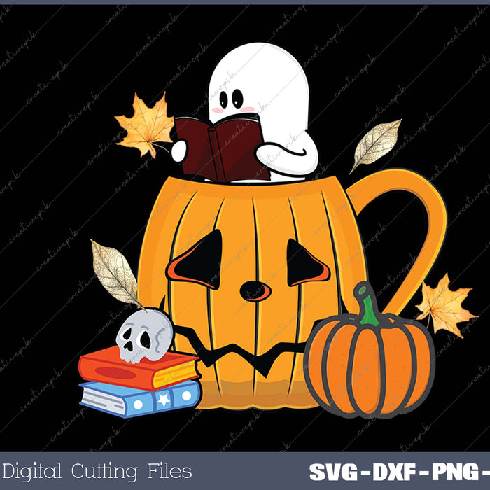 Bookish Ghost Pumpkin Cute Artsy Trendy Bookish Halloween