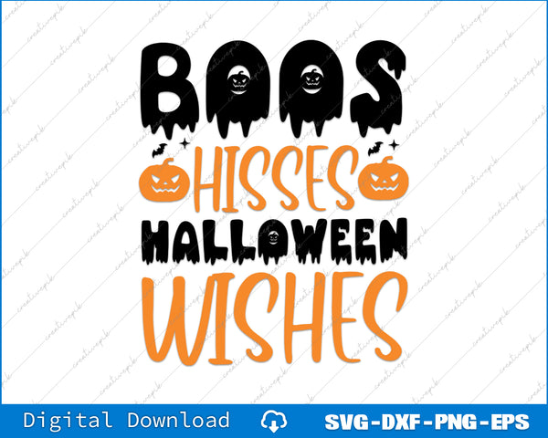 Halloween-themed text with ghosts and pumpkins on a white background