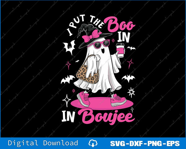 Boujee Boo Jee Spooky Ghost Pink Halloween Pumpkin Costumes SVG PNG File