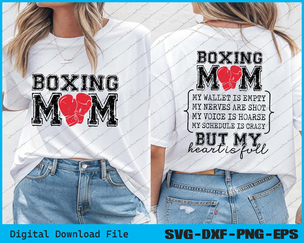 Boxing Mom My Wallet Is Empty Back and Front SVG PNG Files