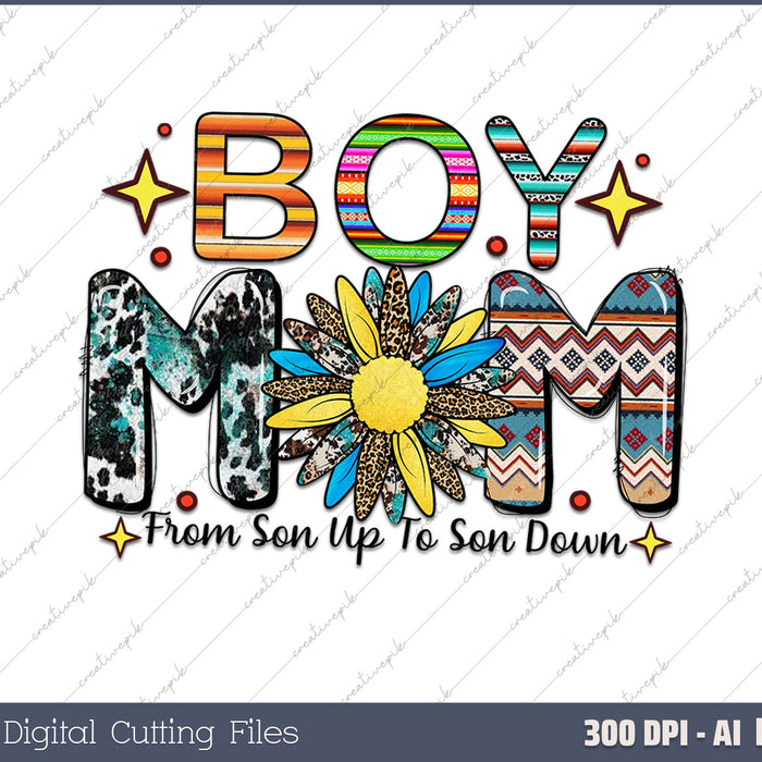 Boy mom from son up to son down AI PNG Sublimation File