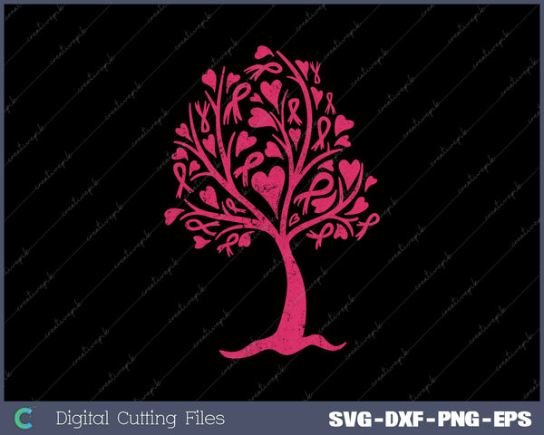 Breast Cancer Awareness Pink Ribbon Tree Support