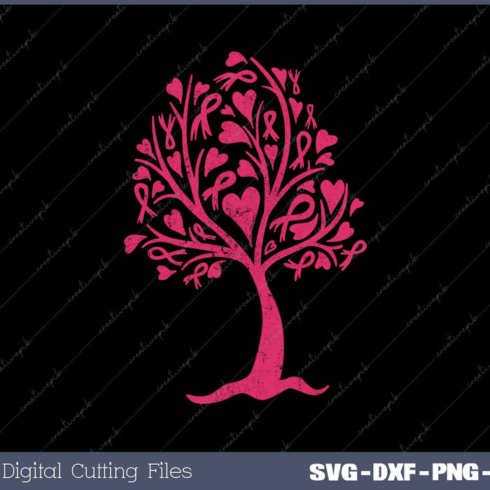 Breast Cancer Awareness Pink Ribbon Tree Support