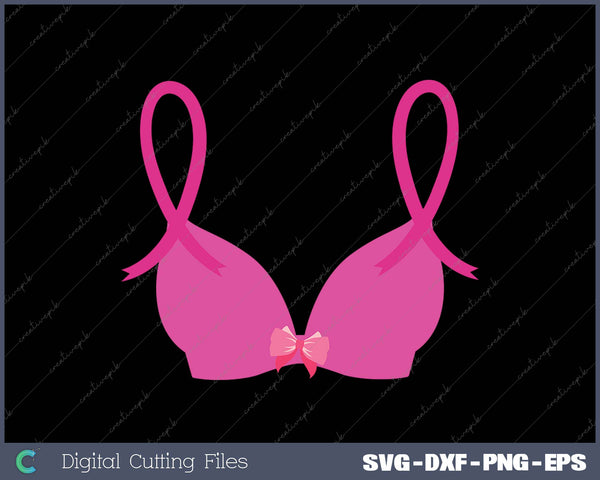 Breast Cancer Bra Pink Ribbon Awareness Survivor Ta-Ta SVG PNG Cutting Printable Files