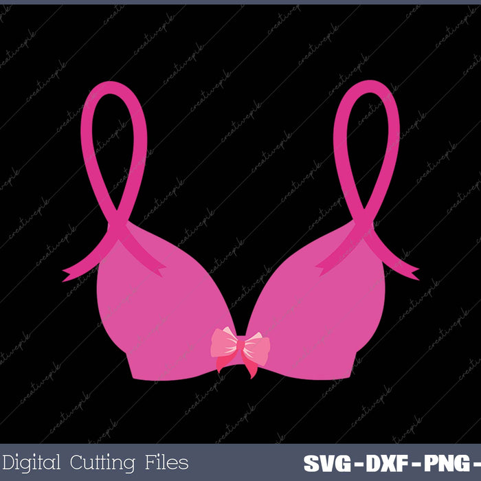 Breast Cancer Bra Pink Ribbon Awareness Survivor Ta-Ta SVG PNG Cutting Printable Files