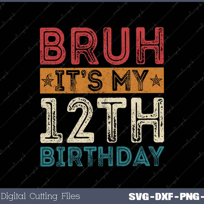 Bruh It's My 12th Birthday 12th Year Old Vintage