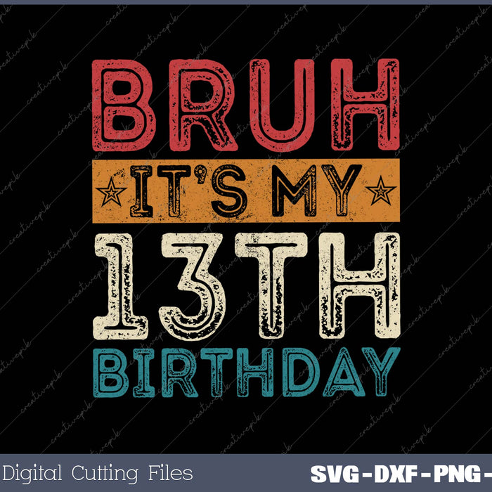 Bruh It's My 13th Birthday 13th Year Old Vintage