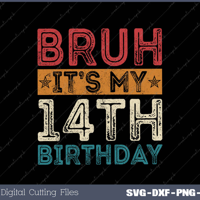 Bruh It's My 14th Birthday 14th Year Old Vintage