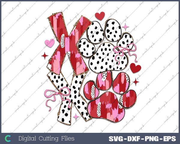 Brushstroke Paw Dog Valentine Coquette SVG PNG Cutting Printable Files