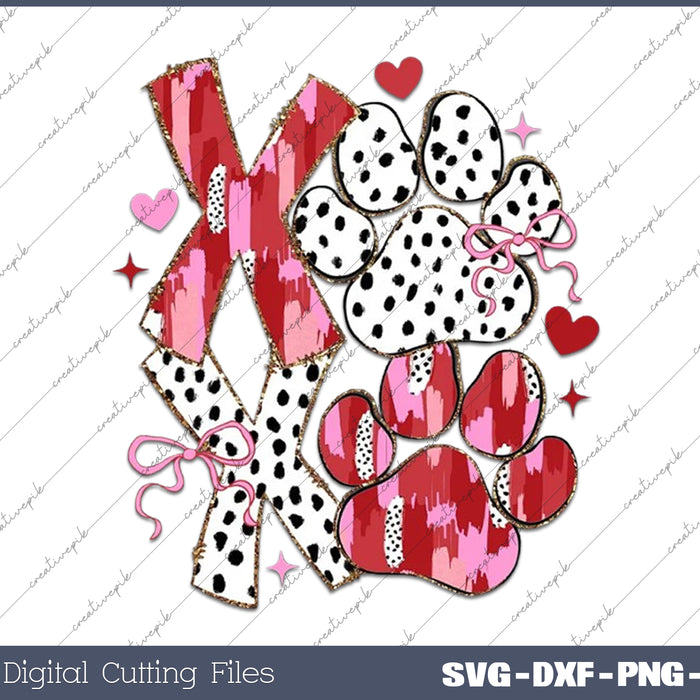 Brushstroke Paw Dog Valentine Coquette SVG PNG Cutting Printable Files