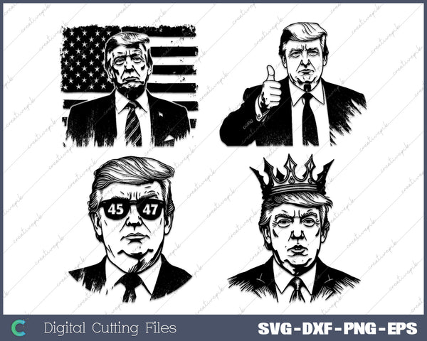 Bundle,Donald Trump Face Clipart Silhouette SVG PNG Cutting Printable Files