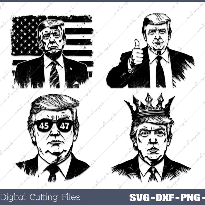 Bundle,Donald Trump Face Clipart Silhouette SVG PNG Cutting Printable Files