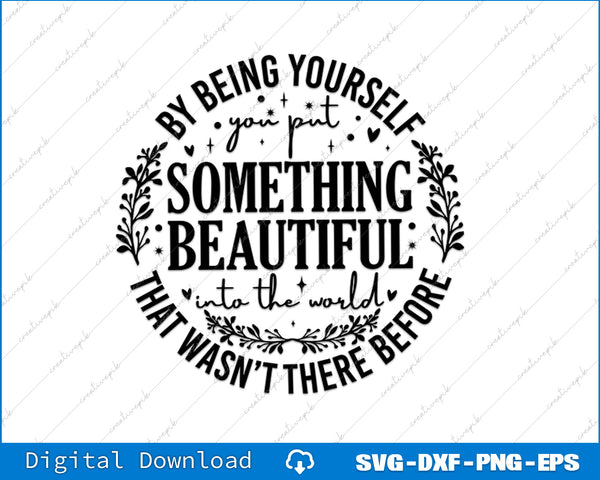 Motivational quote graphic with decorative elements on a white background