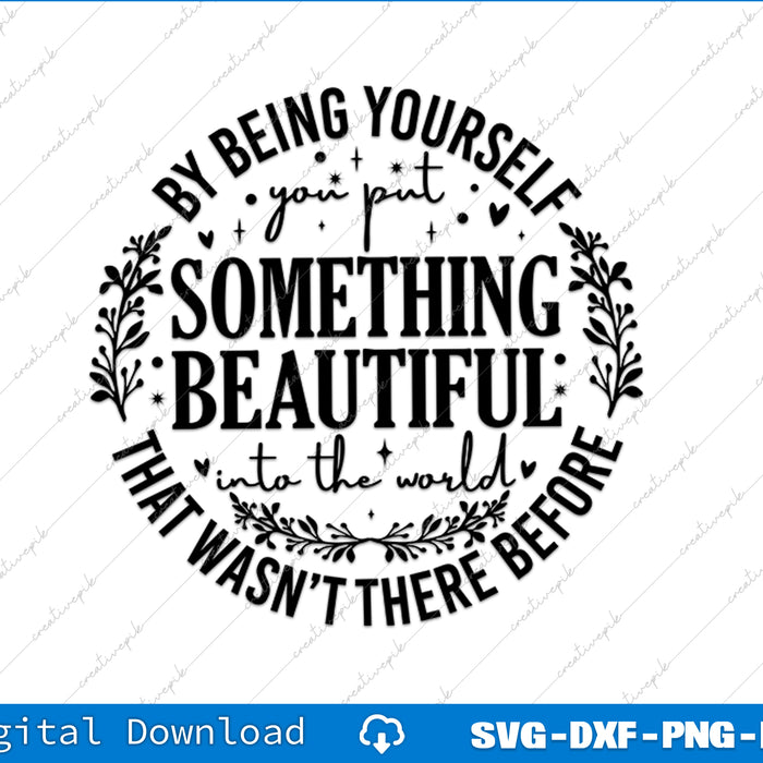 Motivational quote graphic with decorative elements on a white background