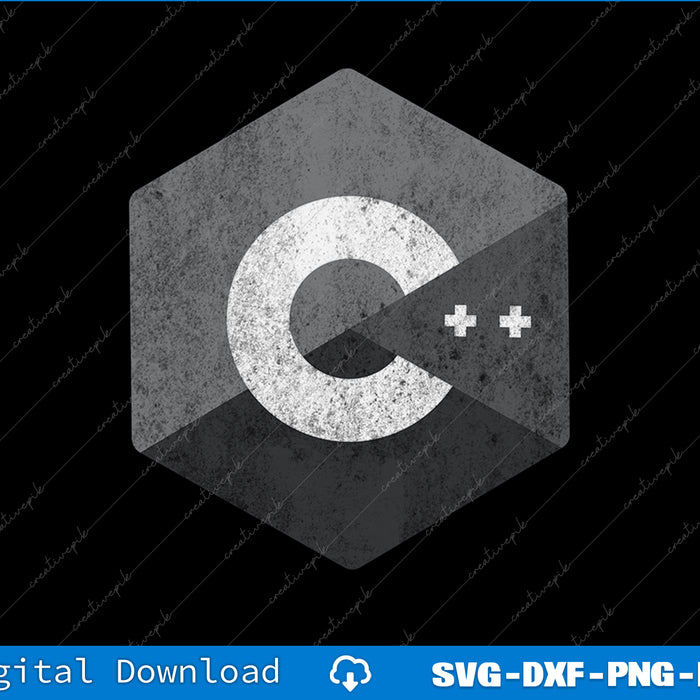 Hexagonal logo with a stylized letter 'C' on a black background, suitable for digital download formats.