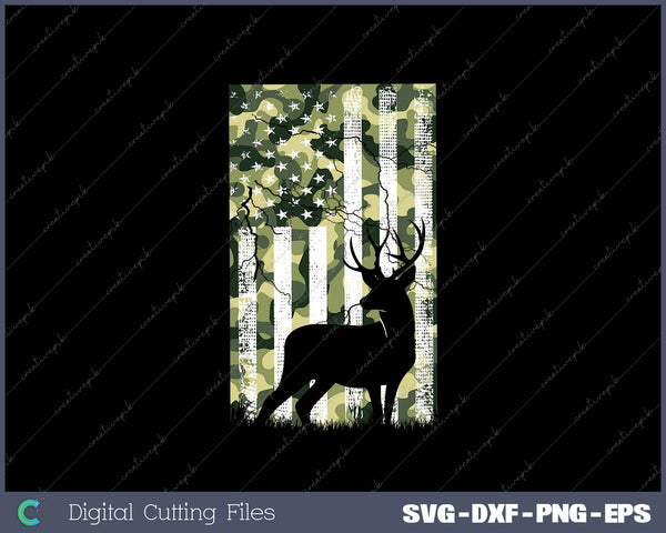 Camo American Flag Deer Elk Buck Hunting USA Hunter Gift