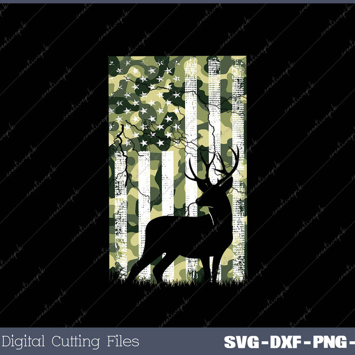 Camo American Flag Deer Elk Buck Hunting USA Hunter Gift