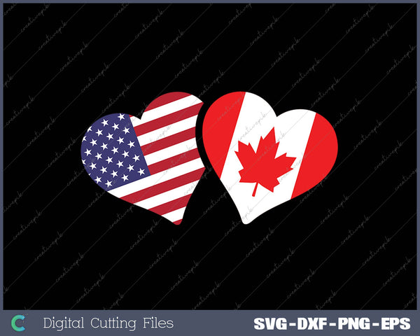 Canada USA Flag SVG PNG Printable Files