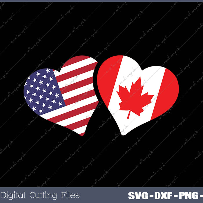 Canada USA Flag SVG PNG Printable Files