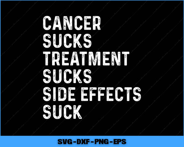 Text on a black background expressing frustration with cancer treatment and side effects.