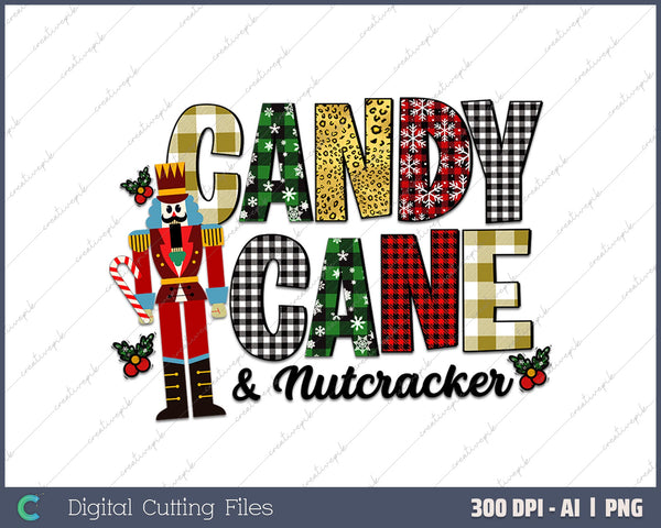 Candies Canes Crew Three Gnomes Holding AI PNG Sublimation File