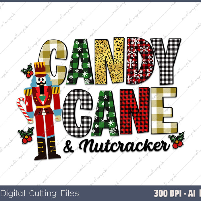 Candies Canes Crew Three Gnomes Holding AI PNG Sublimation File