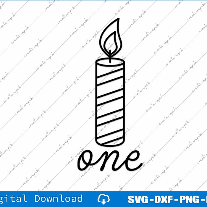 Candle First Birthday One Year Old SVG PNG Cutting Printable Files