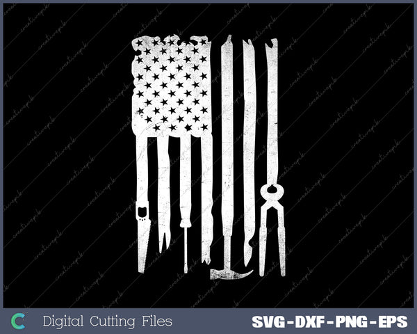 Carpenter USA Flag Tools SVG DXF PNG Cutting File