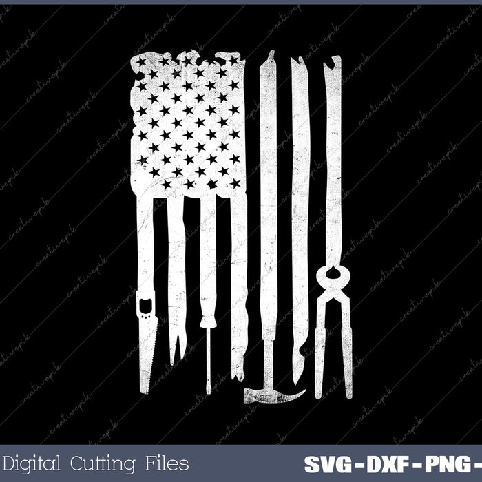 Carpenter USA Flag Tools SVG DXF PNG Cutting File