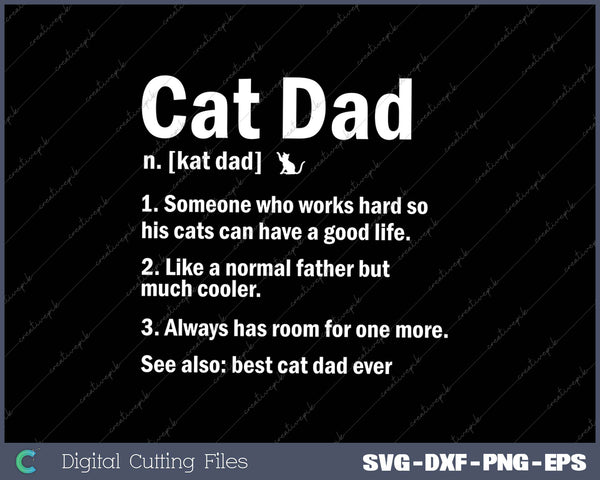 Cat Dad Definition Funny Meaning Cat Lover Father Gift