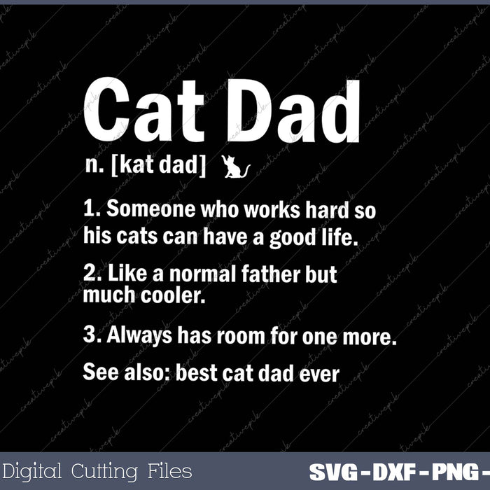 Cat Dad Definition Funny Meaning Cat Lover Father Gift