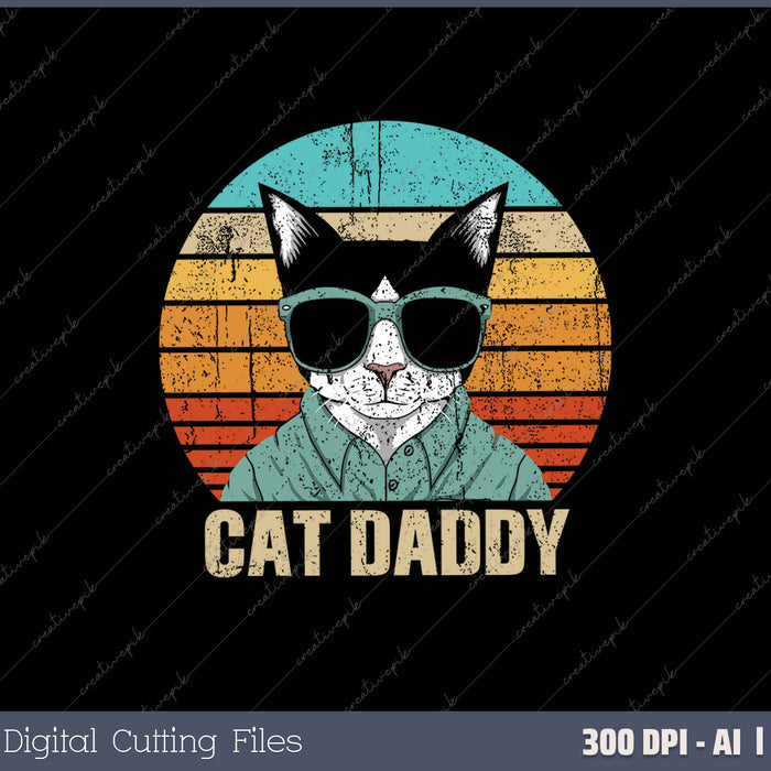 Vintage Retro Cat Daddy Father's Day