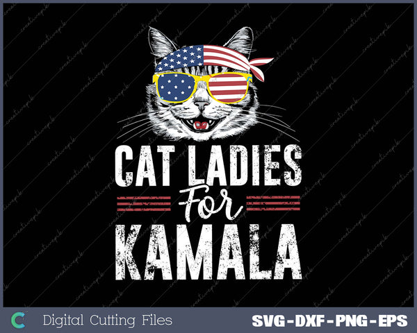 Cat Ladies for Kamala Funny Cat 2024 President Kamala-Harris